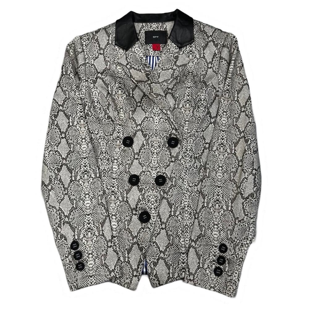 SPY Snake Skin Print Faux Leather Collar Blazer Button Jacket - Size 3